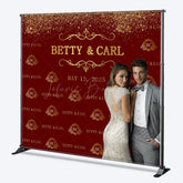 Lofaris Red Gold Step And Repeat Custom Photo Wedding Backdrop
